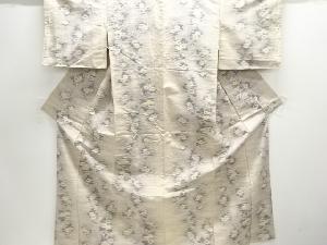 アンティーク　草花模様織り出し手織り紬着物